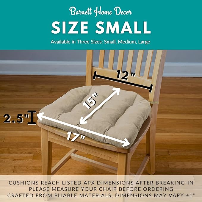 Barnett Home Decor Cotton Duck Wine Red Dining Chair Pad with Ties - 15 x 17 Size Small Chair Cushion - Latex Foam Fill - Machine Washable, 100% Cotton, Made in USA (Cranberry Red/Small)