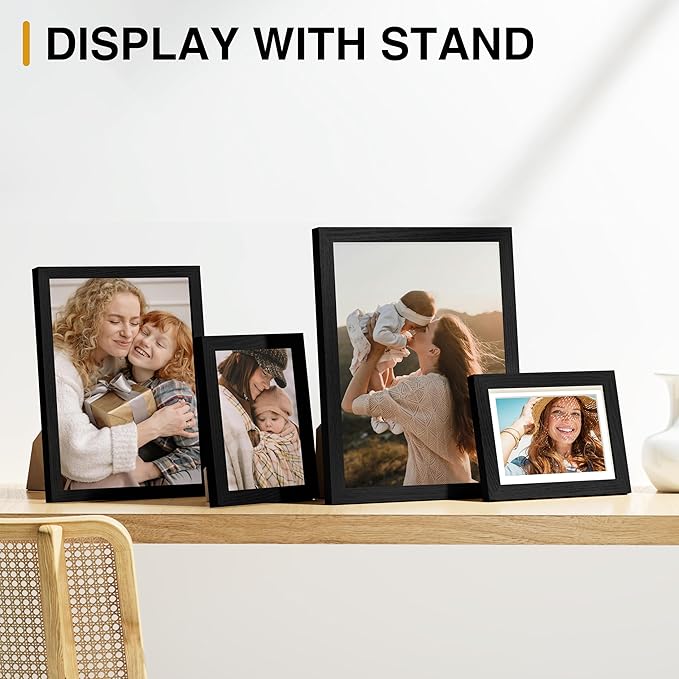 Vittanly 16 Pack Picture Frames, Gallery Wall Frame Set with 2Pcs 11x14, 2Pcs 8x10, 6Pcs 5x7 and 6Pcs 4x6 Photo Frames, Picture Frames Collage Wall Decor for Wall or Tabletop Display, Black