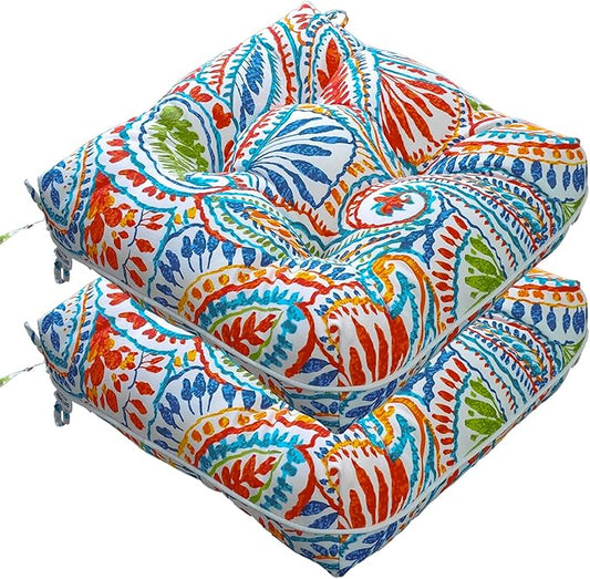 JMGBird Outdoor Chair Cushion Set of 2 Patio Cushions 19x19 with Ties Outdoor Cushions for Patio Furniture