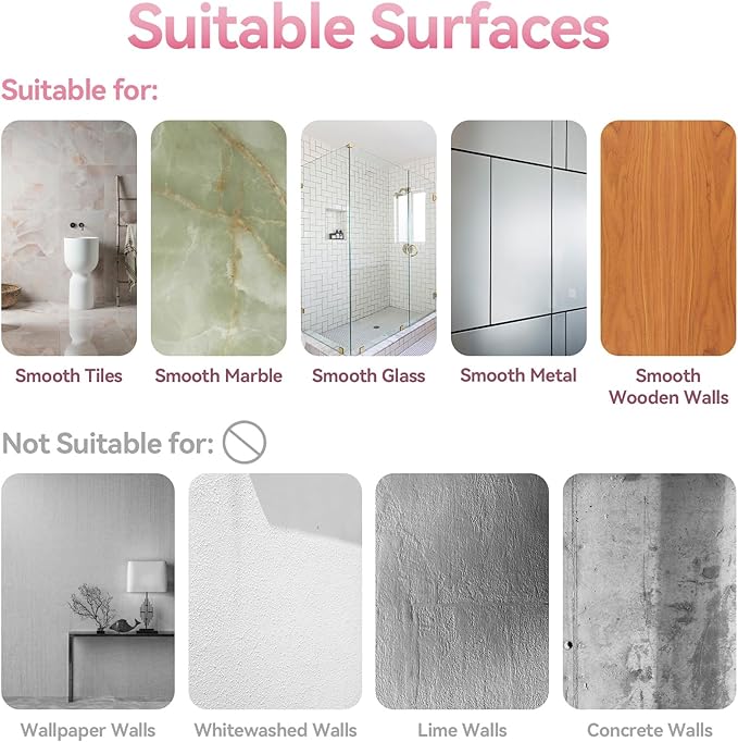 YASONIC Corner Adhesive Shower Caddy, with Soap Holder and 12 Hooks, Rustproof Stainless Steel Bathroom Organizer, No Drilling Wall Mounted Rack, Pink, 3-Pack