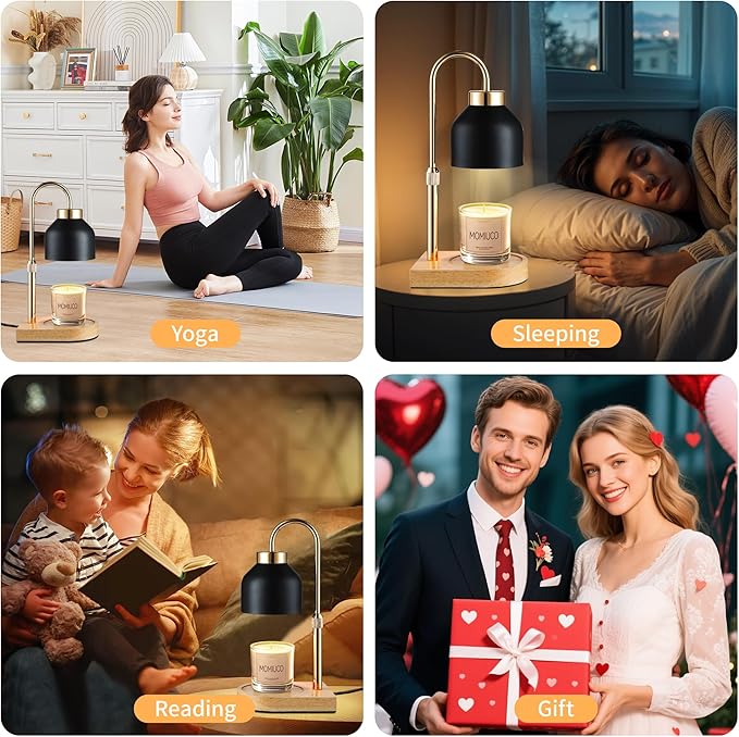 Candle Warmer Lamp with Timer Dimmer, House Warming Gifts New Home Decor, Gifts for Mom, Wax Melt Warmer for Jar Candles, Adjustable Height with 2 Bulbs