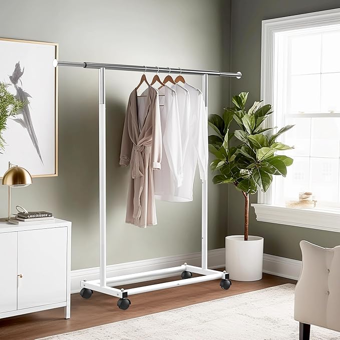 Simple Houseware Standard Rod Garment Rack, White