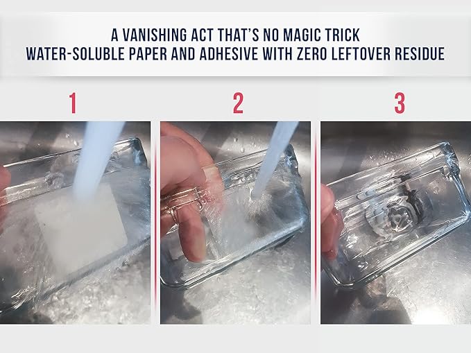 MESS Dissolvable Food Labels, Fill-in, 2x2 200/Roll - Dissolves in 30 Seconds or Less - Removable Pantry, Meal Prep & Food Storage Labels – Canning & Freezer Use