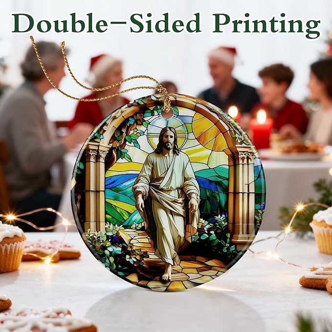 Jesus Ornament | Christian Christmas Ornaments, Religious Christmas Decorations, Hanging Ornaments for Tree | Christian Home Decor | Christian Gift, Religious Gift, Lord Jesus Gifts for Easter
