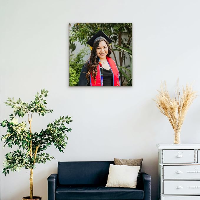 Custom Graduation Canvas Prints with Your Photos,Graduation Decorations, Personalized Graduation Canvas Wall Art Gifts Idea for Daughter, Son, Sibling or Friend (12" X 12")