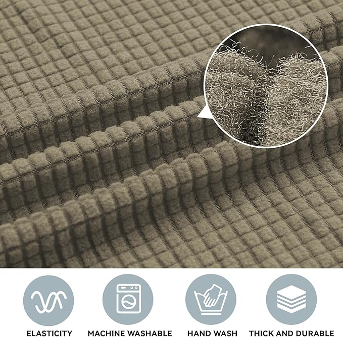 LURKA Stretch Oversized Sofa Slipcovers 1 Piece Couch Covers for 3 Cushion Couch Sofa Furniture Protector Full Sofa Covers with Elastic Bottom for Kids and Pet (X-Large, Khaki)