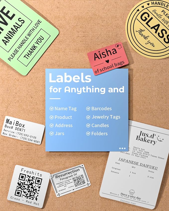 Phomemo Label Maker, M220 Barcode Printer, Bluetooth Thermal Label Printer, with Multiple Templates, Fonts, and Icons for Home, Kitchen, School, Office Organization