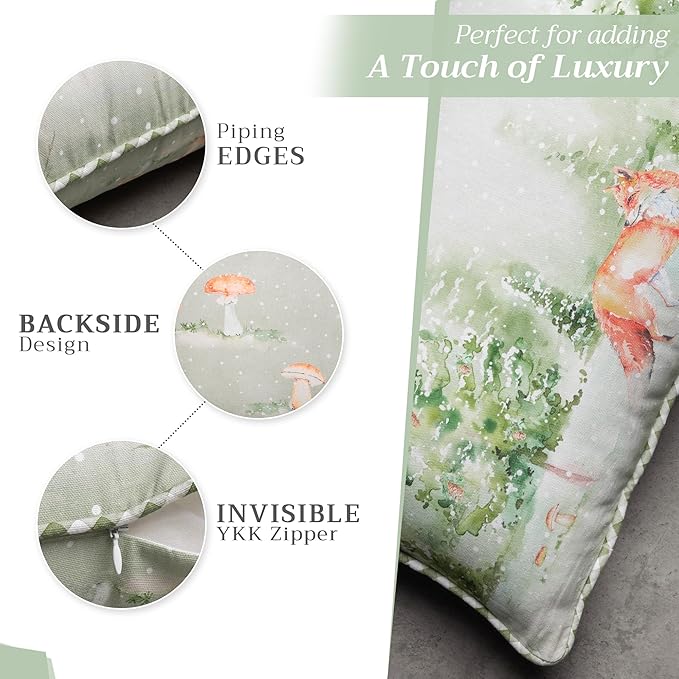 Maison d' Hermine Decorative Pillow Covers 20x20 Inch Square 100% Cotton Throw Pillow Covers with Invisible Zipper Cushion Case for Living Room Couch, Chair, Sofas, Bedroom, Home (Winter Mornings)