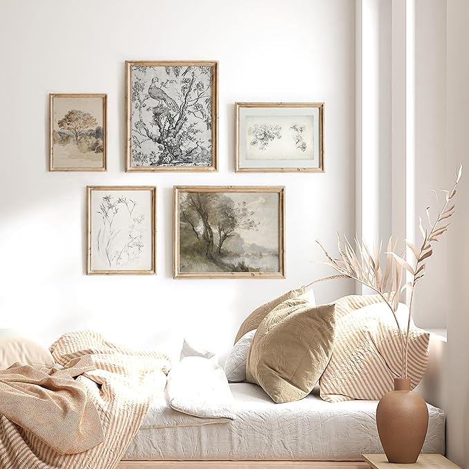 Vintage Wall Art - Classic Landscape Prints for Home Decor - 5 Pcs (Unframed)