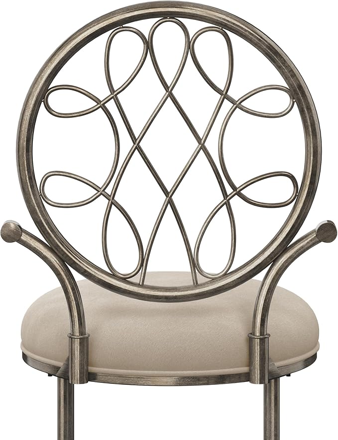Hillsdale O'Malley Metal Vanity Stool with Spiral Pattern Design, Antique Brass