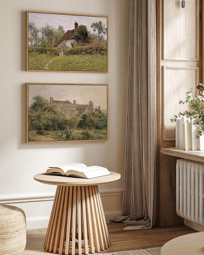 InSimSea Framed Canvas Wall Art Vintage Decor, Home Decor Classical Scenery Landscape Watercolor Paintings, Large Wall Decorations for Living Room Home Farmhouse Bathroom Decor, 16"x24"