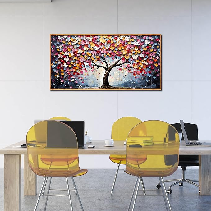 Framed Canvas Wall Art for Living Room Bedroom Office Large Tree of Life Wall Art Colorful Tree Picture Modern Canvas Prints Decor Size 24x48