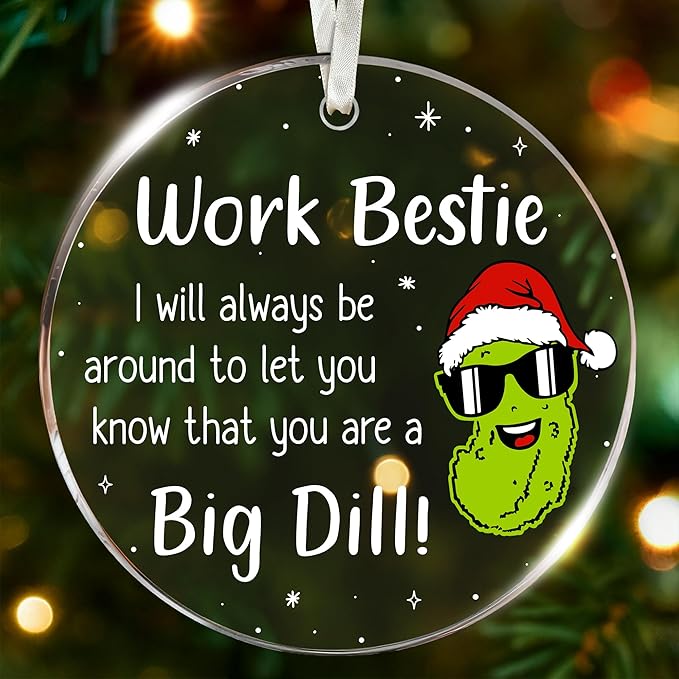 Work Bestie Ornament - Delightful Pickle Ornaments for Christmas Tree, Ideal Funny Work Ornaments for Coworkers, Unique Christmas Pickle Ornament, Perfect for Co-Worker 2025