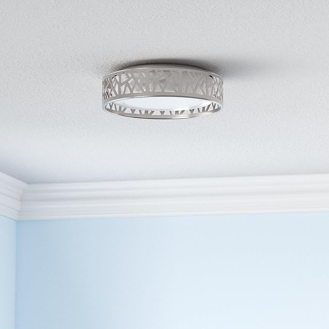 Flush Mount Light Fixtures, 12 Inch Dimmable LED Kitchen Ceiling Lights, 15W 1100 Lumens 3000K Warm White, ETL Listed,Brush Nickel Finished,Metal Body and Acrylic Shade