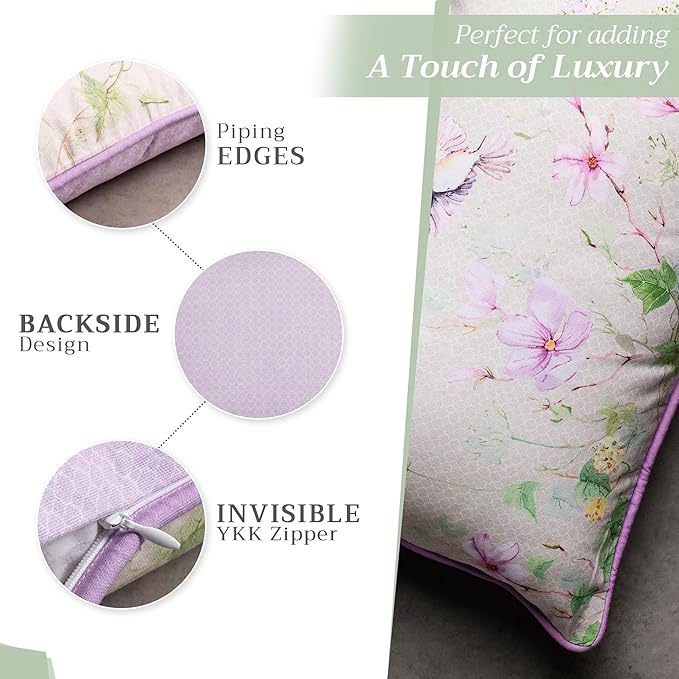 Maison d' Hermine Decorative Pillow Covers 20x20 Inch Square 100% Cotton Throw Pillow Covers with Invisible Zipper Cushion Case for Living Room Couch, Chair, Sofas, Bedroom, Home (Magnolia Mornings)