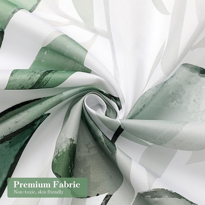 MitoVilla Leaves Small Stall Shower Curtain 36 x 72, Plant Leaves Narrow Half Size Fabric Vintage Shower Curtains for Chic Bathroom Decor, Modern Cloth Shower Curtain 36 inch, Green