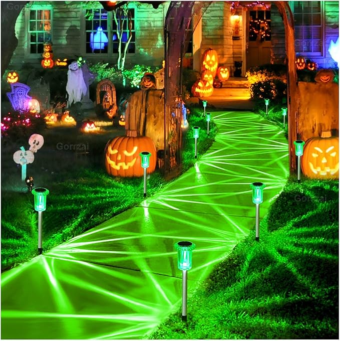 Halloween Solar Lights Outdoor 10 Pack Solar Pathway Lights Outdoor Halloween Decorations Waterproof Yard Lighting for Driveway Garden Walkway Path Landscape Lawn