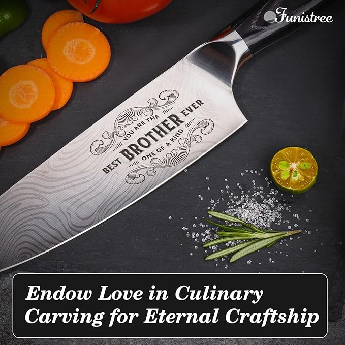 Gifts for Brother Men Christmas, Kitchen Cooking Knife Brother Gifts for Birthday, 8 inch Professional German High Carbon Stainless Steel Chef Knife, Brother Gifts Xmas Stocking Stuffers