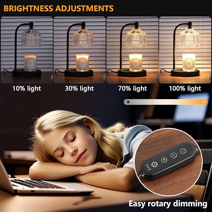 Black Candle Warmer Lamp with Timer and Dimmer,Flameless Wax Melt Warmer for Jar Candles with 2 Bulbs,House Warming Gifts,Mother's Day/Birthday/Christmas Gifts for Mom/Wife,Home Decor