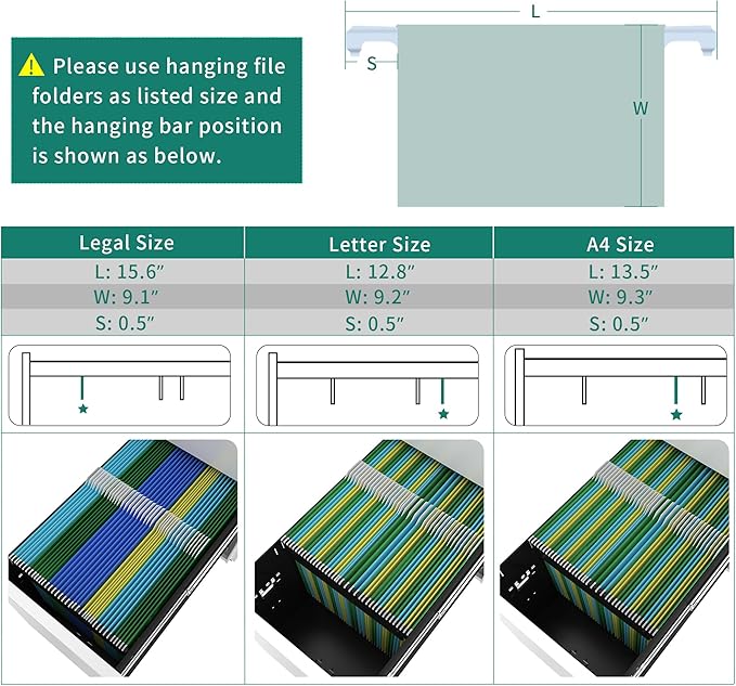 YITAHOME 3-Drawer File Cabinet, Lockable Mobile Filing Cabinet for A4/Letter/Legal Size Folder, Vertical File Cabinet for Home Office, Installed Except Casters, White