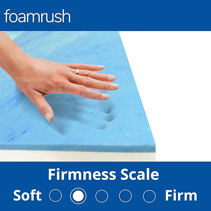 FoamRush 3-Inch Bunk (48" x 75") Gel Memory Foam RV Mattress Replacement with Cotton Cover, Medium Firm, Comfort, Pressure Relief Support, Made in USA, Travel Camper Trailer Truck