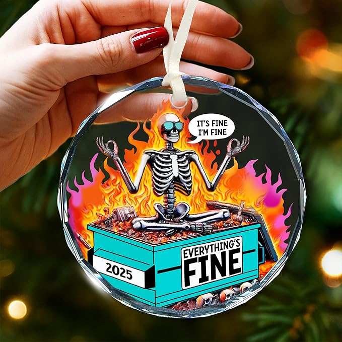 Dumpster Fire Ornament for Christmas Tree - Ideal Dumpster Fire Gifts for Him and Her - Unique Decorative Ornaments for The Holiday Season - A Sentimental Reminder of 2025 - Funny Christmas Ornaments