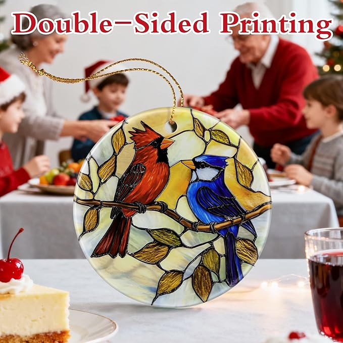 Cardinal & Blue Jay Ornament, Christmas Ornaments, Christmas Decorations, Holiday Decor Gifts for Family, Friends & Bird Lovers, Gift Exchange & Gift Idea, Giftbox Included