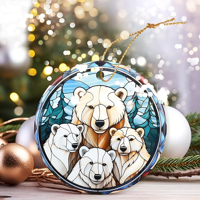 Christmas Ornament, Four Polar Bear Ornament, Christmas Decorations for Tree, Heirloom Keepsake, Gift Idea