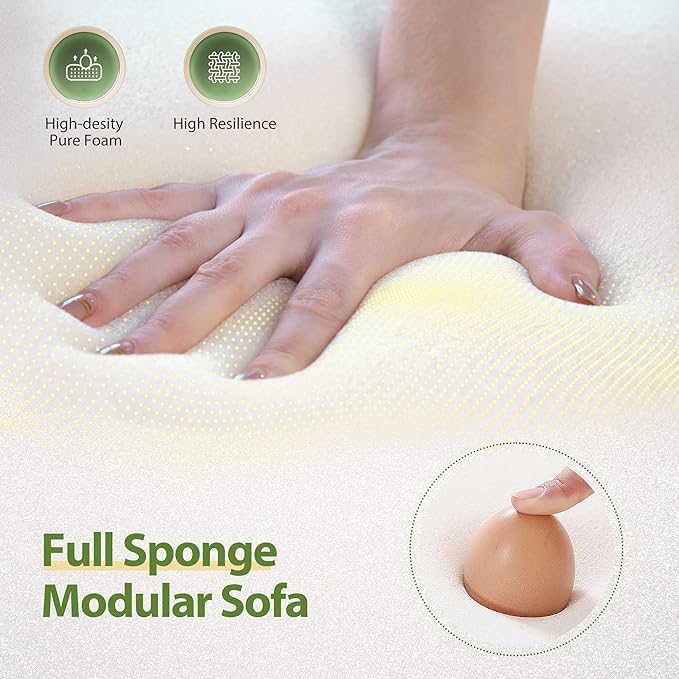 105.5” Cloud Boneless Sectional Sofa for Living Room, L-Shaped 4-Seater Modular Couch with Ottoman & 4 Pillows, Deep Seat Chenille Fabric Sofa, No Assembly, 72H Full Restore, Light Grey