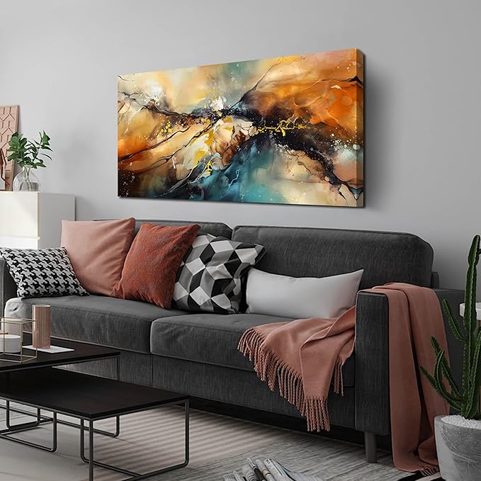 Abstract Paintings Canvas Wall Art for Bedroom - Modern Living Room Wall Decor Ready to Hang Size 24" x 48"
