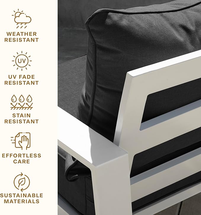 Honeycomb Outdoor Deep Seat, 24 x 23, Textured Solid Charcoal Grey Chair Cushion for Patio Furniture