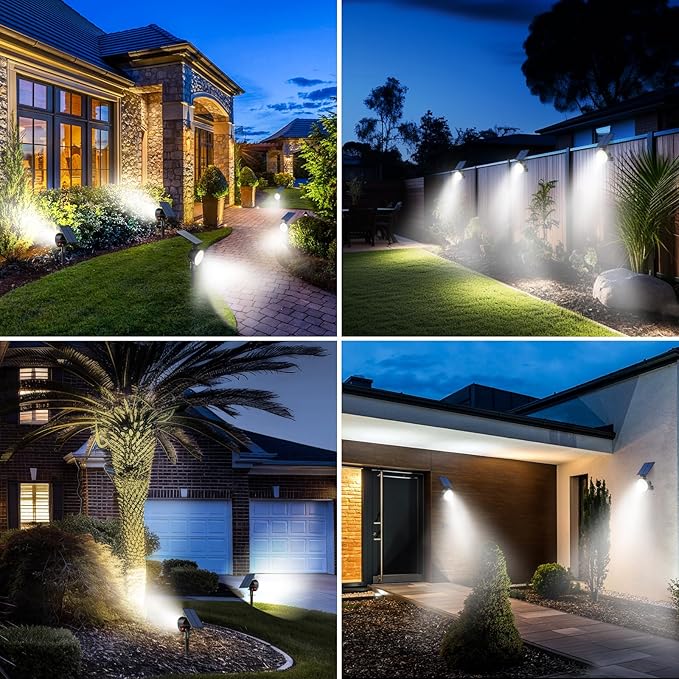 nipify 8 Pack Solar Spot Lights Outdoor Waterproof with 3 Modes, Solar Spotlight Light for Outside Yard Landscape Lighting Pathway Lights Wall, Cool White