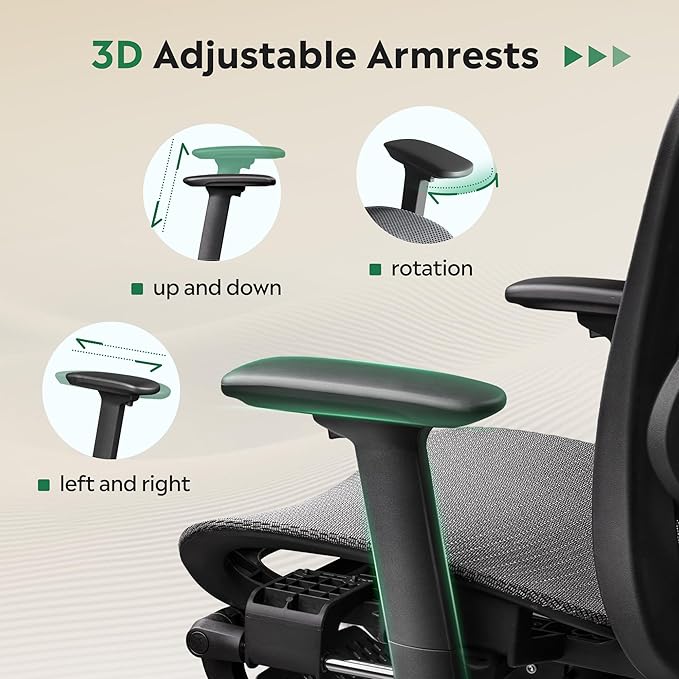 DEVAISE Ergonomic Mesh Office Desk Chair, Retractable Footrest and Adjustable Lumbar Support, Comfy High Back Reclining Computer Gaming Chair, Tilt Function, Heavy Duty, SGS Class 4 Gas Lift, Grey