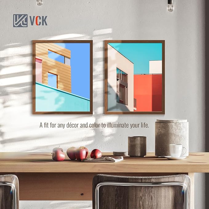 VCK 24x30 Poster Frame Set of 4 - Brown, Gallery-Quality Wood Picture Frames, 1.1-Inch Wide Border, Polished Plexiglass, Vertical or Horizontal Wall Display for Photo/Art/Prints, Brown