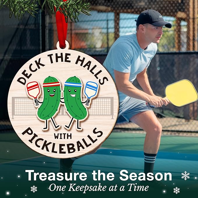 Pickleball Ornament for Christmas Tree - Ideal for Pickleball Enthusiasts, Deck The Halls with Funny Ornaments, Unique Stocking Stuffers, Perfect for Pickleball Gifts Ideas
