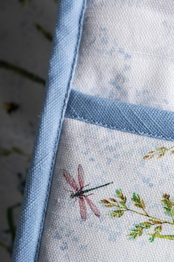 Maison d' Hermine Double Oven Mitts 100% Cotton 7"x35" Double Oven Mitt Heat Resistant BBQ Cooking Gloves with Loop, Baking, Grilling, Home, Kitchen, Handling Hot Pans Spring Summer (Fleurs De Mai)