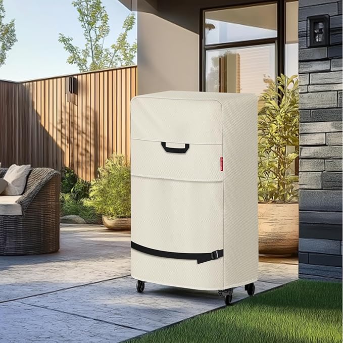 Porch Shield 30 Inch Electric Smoker Cover for Masterbuilt Smoker, Waterproof Heavy Duty Outdoor Smoker Grill Covers 20W x 18D x 33H inch, Beige