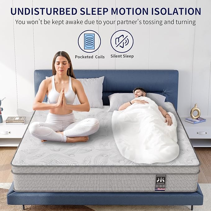 Twin Mattress 14 Inch,Memory Foam Mattress with Pocket Spring, Soft & Comfortable Medium Plush, Motion Isolation, Pressure Relief, CertiPUR-US Certified (75"*39"*14")