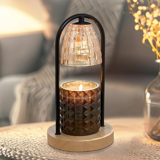 Sheffield Home Glass Candle Warmer Lamp – Elegant Candle Warmer for Long-Lasting Fragrance, Sleek Design, 11x6, Black Dome Glass