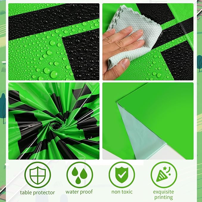 3 Pcs Train Party Decorations Railroad Track Tablecloths Train Birthday Party Supplies 54 x 108 Inch Plastic Table Covers for Railroad Track Western Theme Birthday (Green)