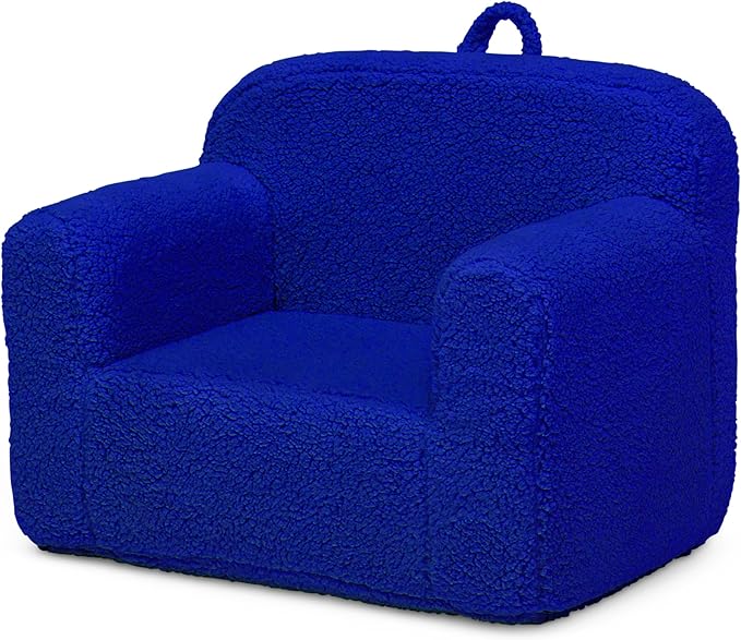 Delta Children Sherpa Cozee Chair - Foam Kids Chair for Ages 18 Months and Up, Royal Blue