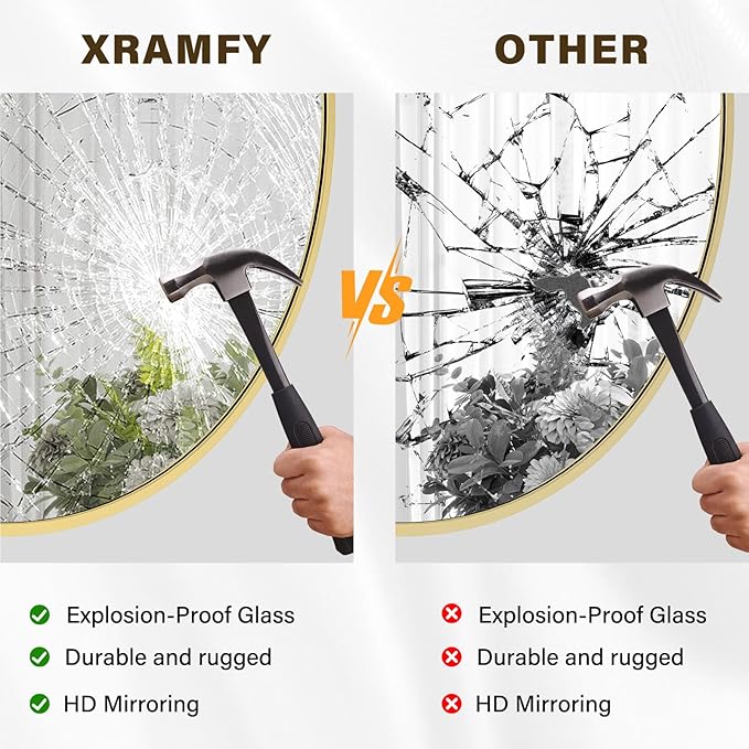 40 Inch Round Mirror - Circle Mirrors for Bathroom, Entryway and Living Room Wall Decor, Modern Hanging Vanity Mirror, Matte Gold Circle Decorative Wall Mirror