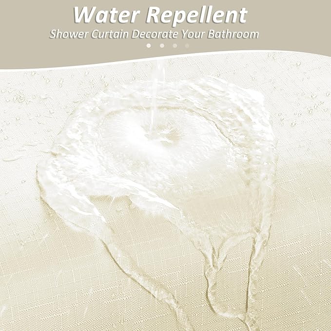 Naturoom Warm Beige Shower Curtains for Bathroom,Ombre Cloth Fabric Shower Curtain Set with 12 Hooks Denim Blue Bathroom Decor 72 x 72