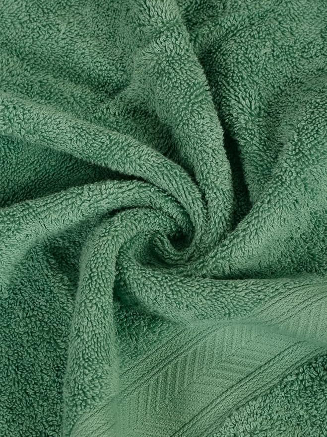 Casa Lino Face Towels & Body Wash Cloths for Showering - 100% Cotton Wash Cloths for Bathroom - Highly Absorbent & Quick Drying Washcloth Set - Cotton Washcloths 24 Pack (12" x 12") - (Green)