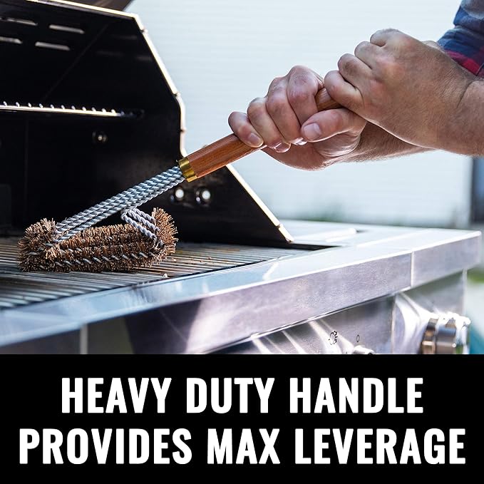 Grillaholics Pro Grill Brush Palmyra - Better Than a Bristle Free Grill Brush Natural Palmyra Bristle Brushes Clean Between The Grates and Season Your Grates