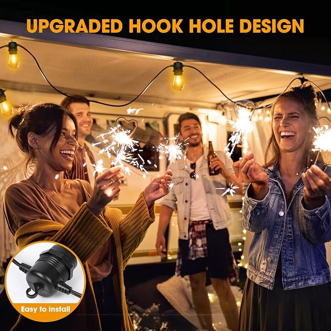 100FT LED Outdoor String Lights, Commercial Grade Patio Lights with 30+2 Shatterproof S14 Edison Vintage Bulb for Outside Backyard Porch Balcony Party Cafe Decor