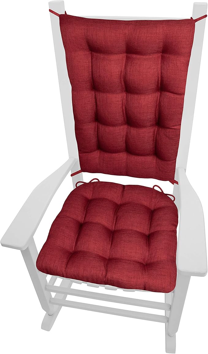 Rave Ruby Red Porch Rocker Cushions - Small - Indoor-Outdoor, Fade Resistant, Weather Resistant - Latex Foam Fill Rocking Chair Seat Cushion & Backrest Pad Set - Solid Color