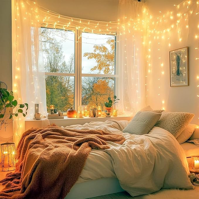 Connectable 240LED 88Ft 13Modes String Lights Indoor Outdoor Clear Wire | Warm White Christmas Lights | Twinkle Fairy Light Plug in with Timer for Bedroom Classroom Tree Decor