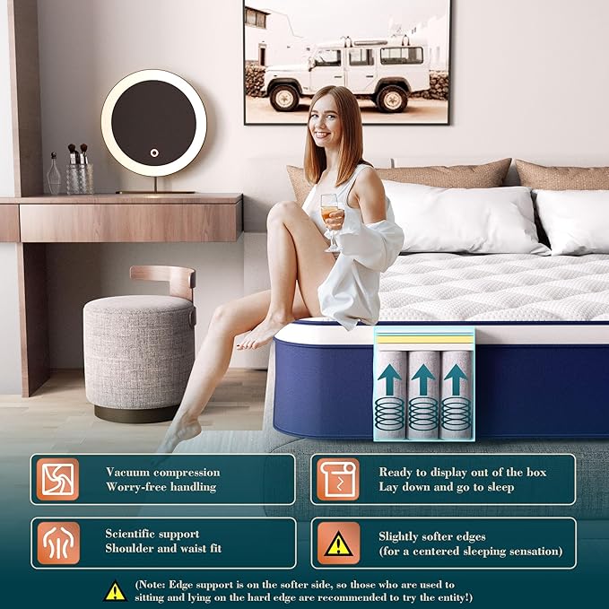 12 Inch Hybrid Queen Mattress in a Box - Gel Memory Foam & Pocket Springs for Back Pain Relief, Soft & Plush Fiberglass-Free Bed, 120-Night Trial, CertiPUR-US Certified, 60x80 Inches