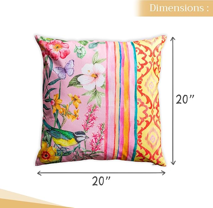 Maison d' Hermine Decorative Pillow Covers 20x20 Inch Square 100% Cotton Throw Pillow Covers with Invisible Zipper for Living Room Couch, Chair, Sofas, Bedroom, Home (Hesperides - Glamour)